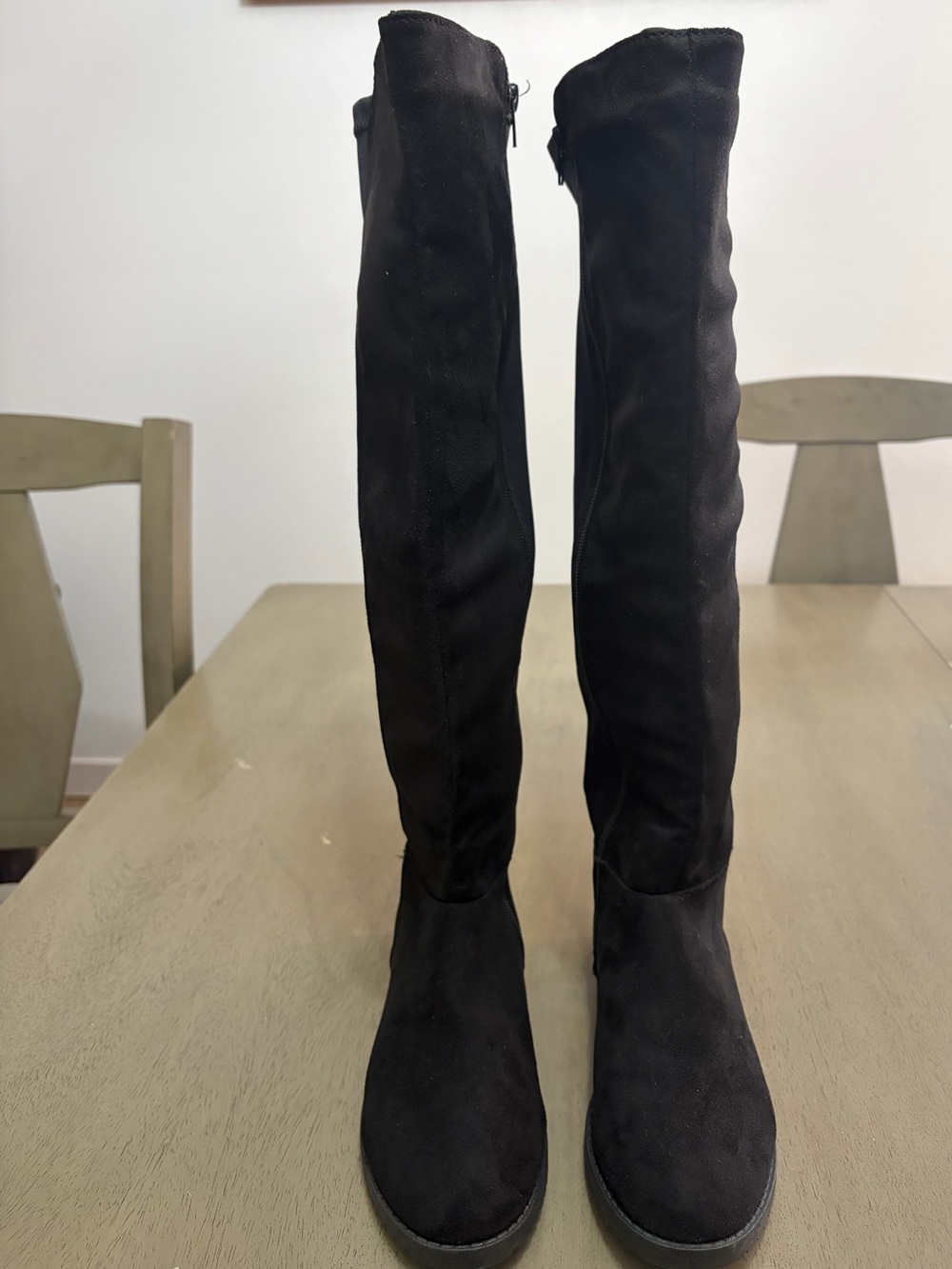 Rouge! Black Over-The-Knee Suede-Look Boots